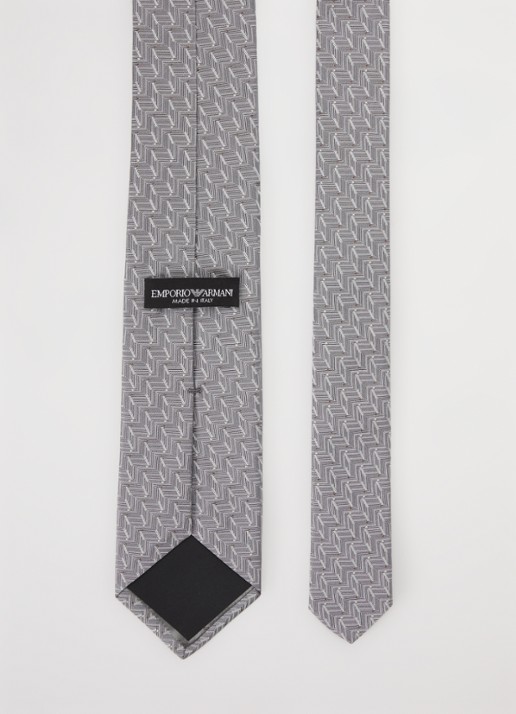 Armani Stropdas van zijde met stippenprint - detail 3 grijs