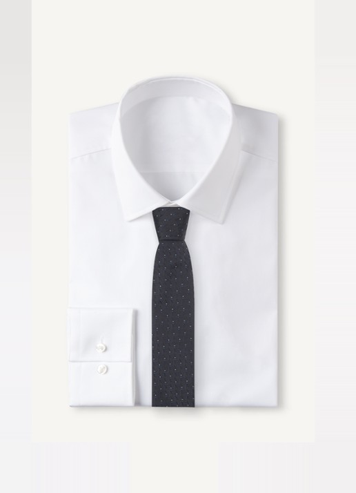 Armani Stropdas van zijde met stippenprint - voorkant 2 donkerblauw