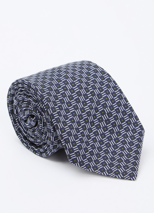 Armani Stropdas van zijde met stippenprint - voorkant 3 donkerblauw