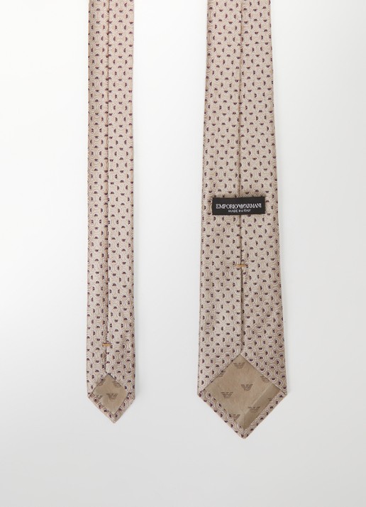 Armani Stropdas van zijde met stippenprint - detail 3 beige