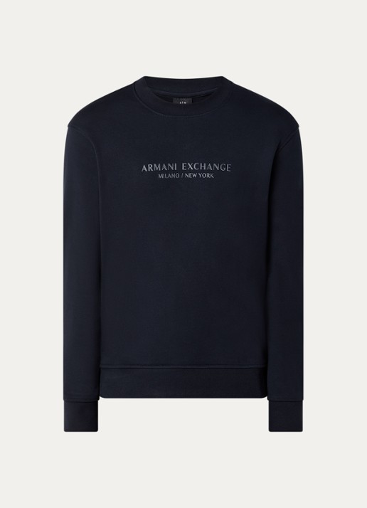 Armani Sweater met 3D logoprint - voorkant 2 donkerblauw