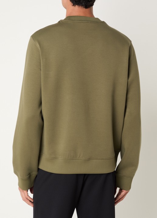 Armani Sweater met flock logoprint - achterkant mosgroen