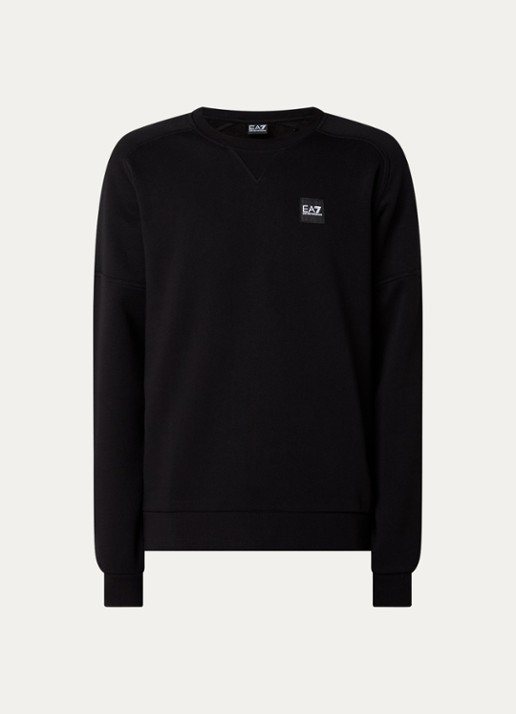 Armani Sweater met logo- en backprint - voorkant zwart