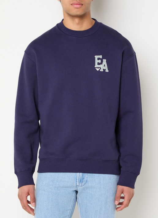 Armani Sweater met logo- en backprint - achterkant 2 donkerblauw