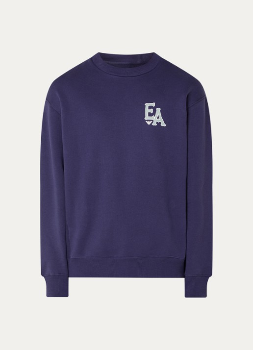 Armani Sweater met logo- en backprint - voorkant 3 donkerblauw