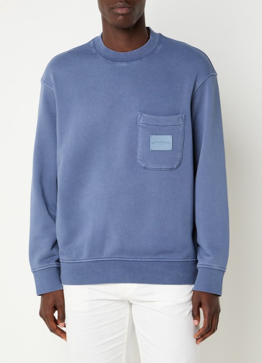 Armani Sweater met logo en borstzak