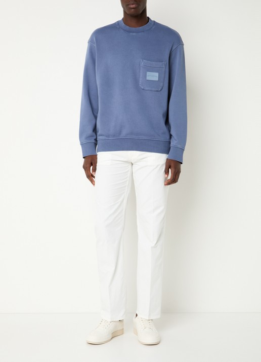 Armani Sweater met logo en borstzak - voorkant 2 blauw