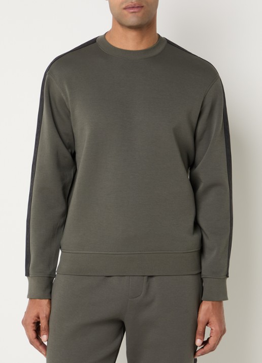 Armani Sweater met logoband - detail bronsgroen