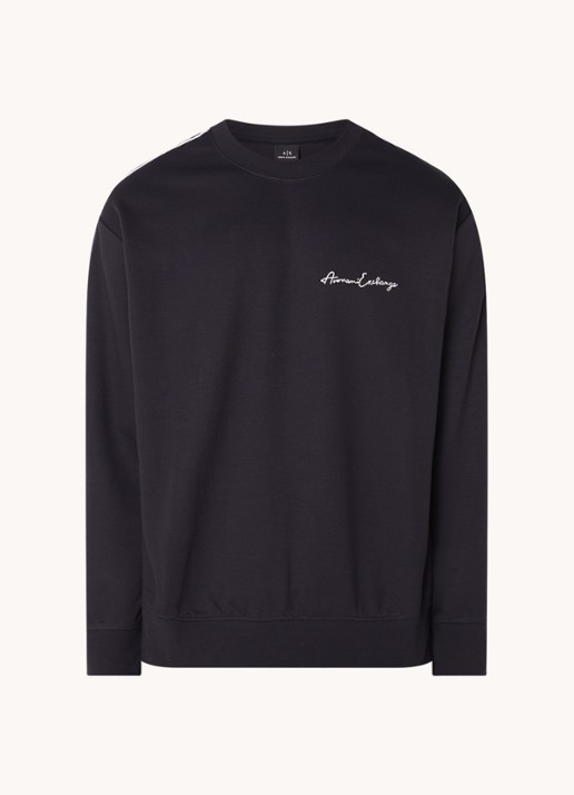 Armani Sweater met logoborduring - voorkant 3 donkerblauw