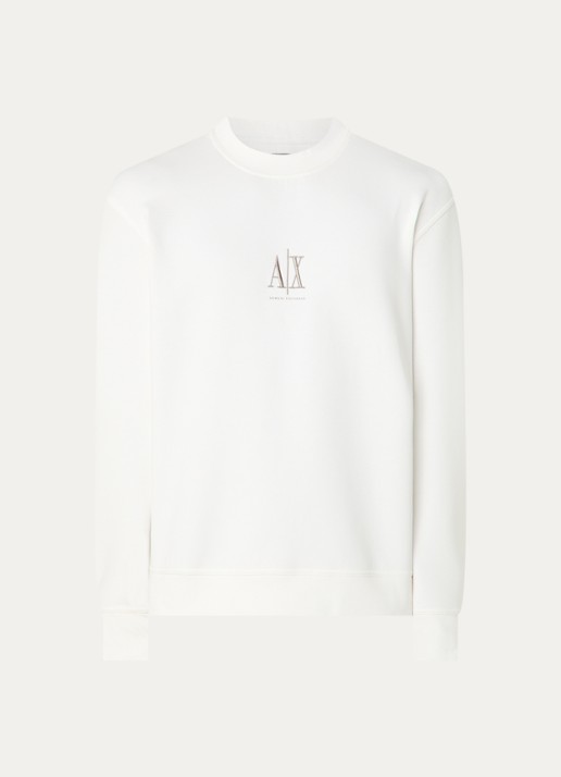 Armani Sweater met logoborduring - voorkant 2 gebroken wit