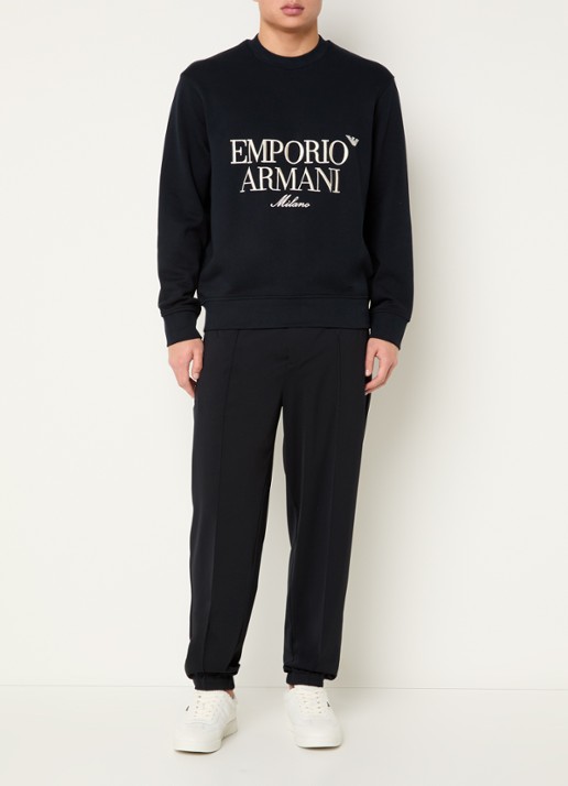 Armani Sweater met logoborduring - voorkant 3 zwart