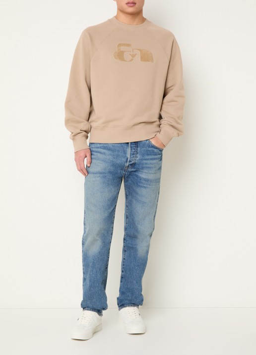 Armani Sweater met logoborduring - voorkant 3 donkerbeige