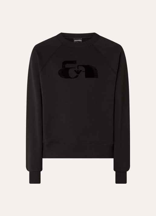Armani Sweater met logoborduring - voorkant zwart