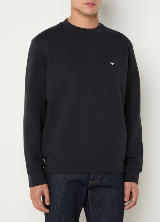 Armani Sweater met logoborduring - detail 4 donkerblauw