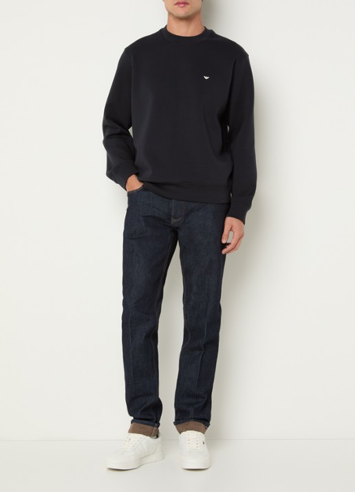 Armani Sweater met logoborduring - voorkant 3 donkerblauw