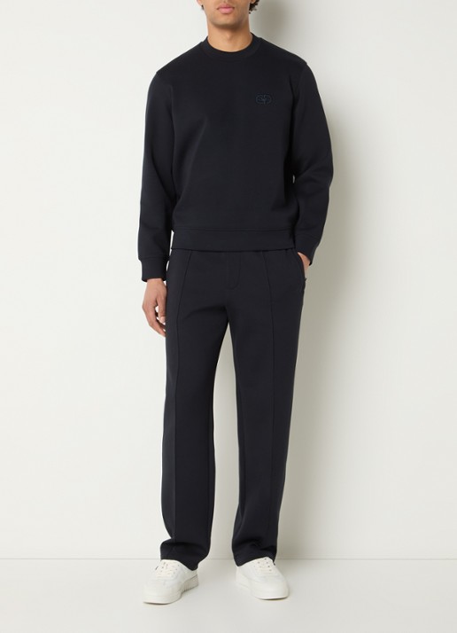 Armani Sweater met logoborduring - voorkant 2 donkerblauw