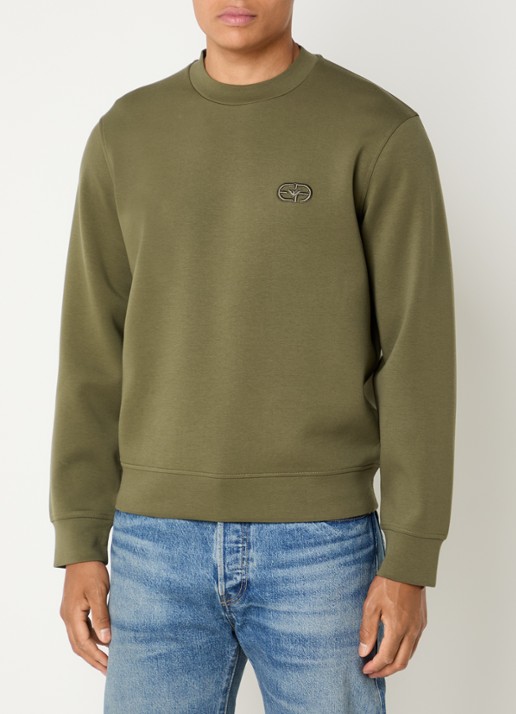 Armani Sweater met logoborduring - detail 4 mosgroen