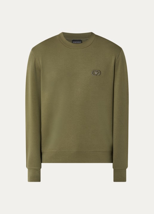 Armani Sweater met logoborduring - voorkant mosgroen