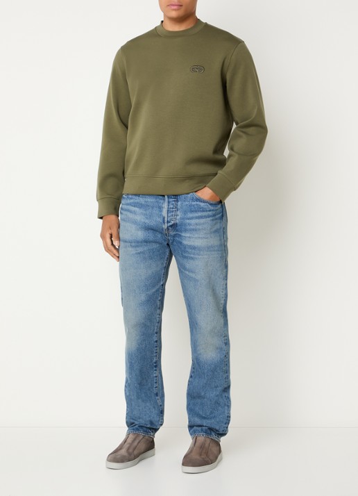 Armani Sweater met logoborduring - voorkant 2 mosgroen