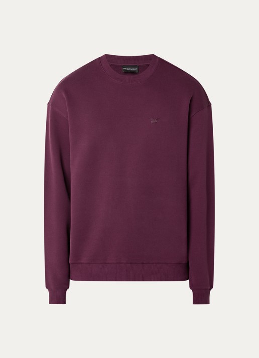 Armani Sweater met logoborduring - voorkant aubergine