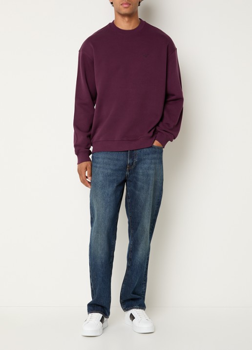 Armani Sweater met logoborduring - voorkant 2 aubergine
