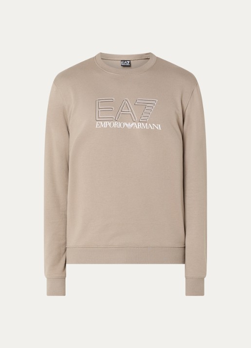 Armani Sweater met logoprint - voorkant 2 donkerbeige