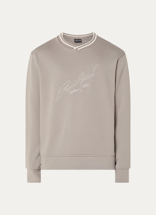 Armani Sweater met logoprint - voorkant beige