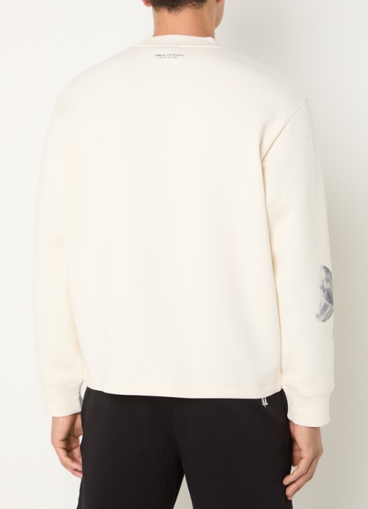 Armani Sweater met print en borduring - achterkant 4 gebroken wit
