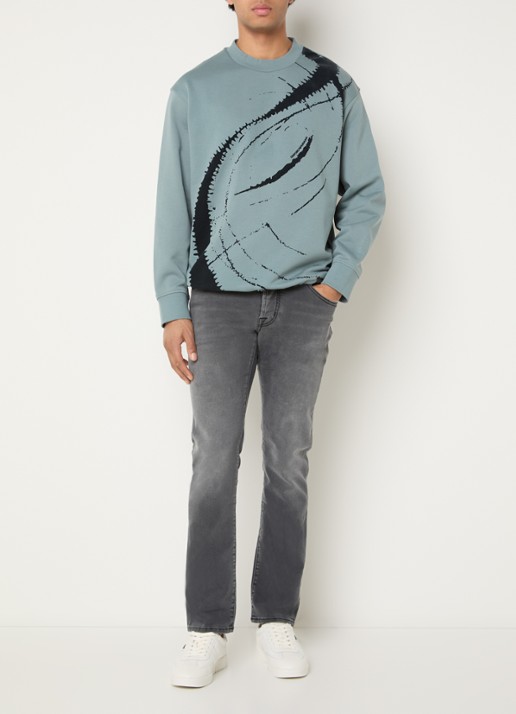 Armani Sweater met print - voorkant 2 staalblauw
