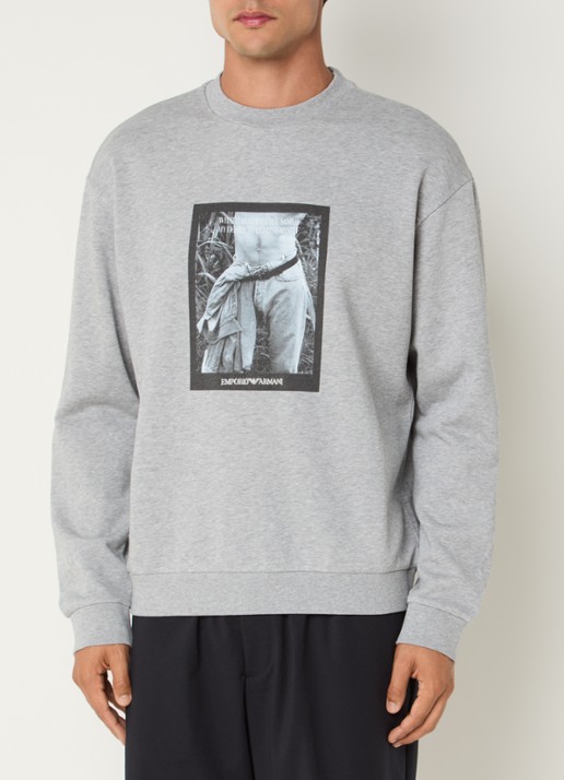 Armani Sweater met print - detail 3 lichtgrijs