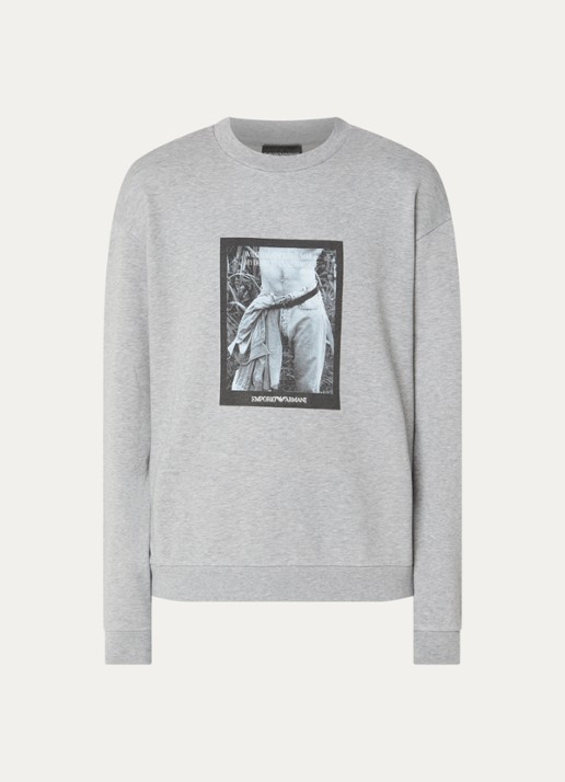 Armani Sweater met print - voorkant lichtgrijs