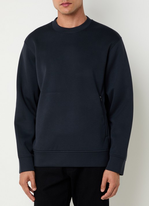 Armani Sweater met ritszakken - detail donkerblauw
