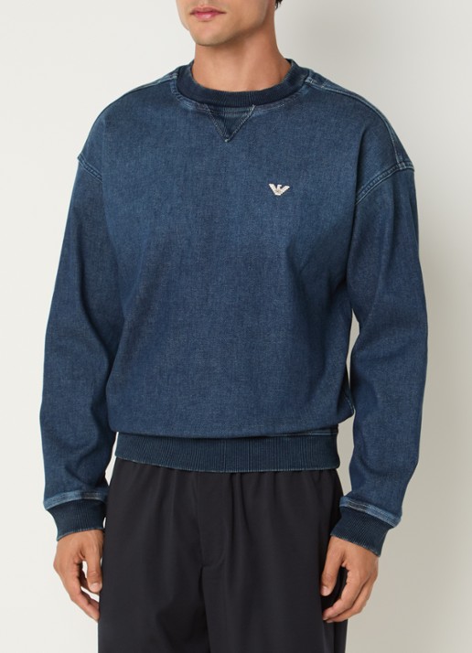 Armani Sweater van denim - detail 3 blauw