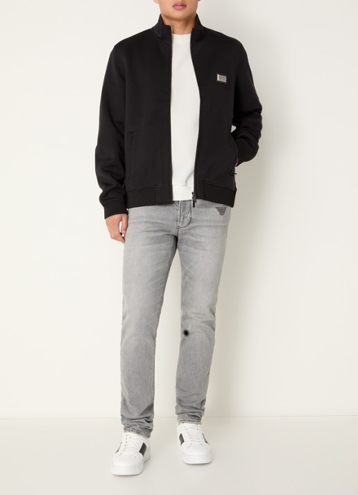 Armani Sweatvest in scheerwolblend - voorkant 4 zwart