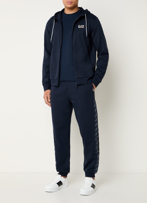Armani Sweatvest met logo en capuchon - voorkant 2 donkerblauw