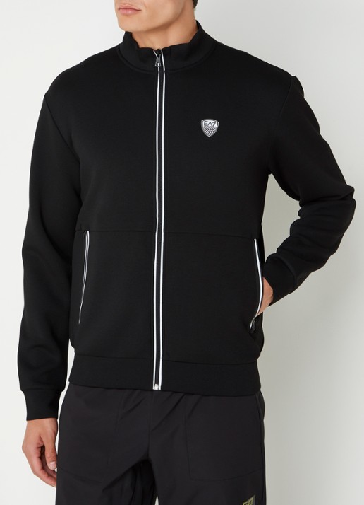 Armani Sweatvest met logo en ritszakken  - detail zwart