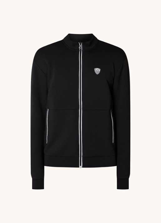 Armani Sweatvest met logo en ritszakken  - voorkant 2 zwart
