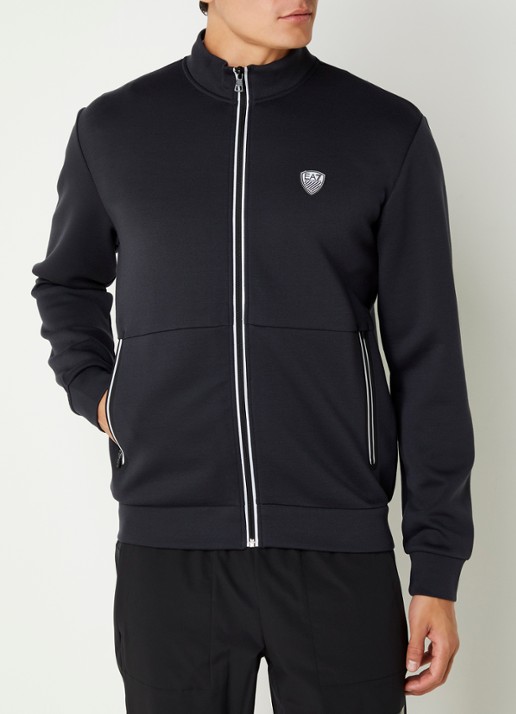 Armani Sweatvest met logo en ritszakken  - detail 4 donkerblauw