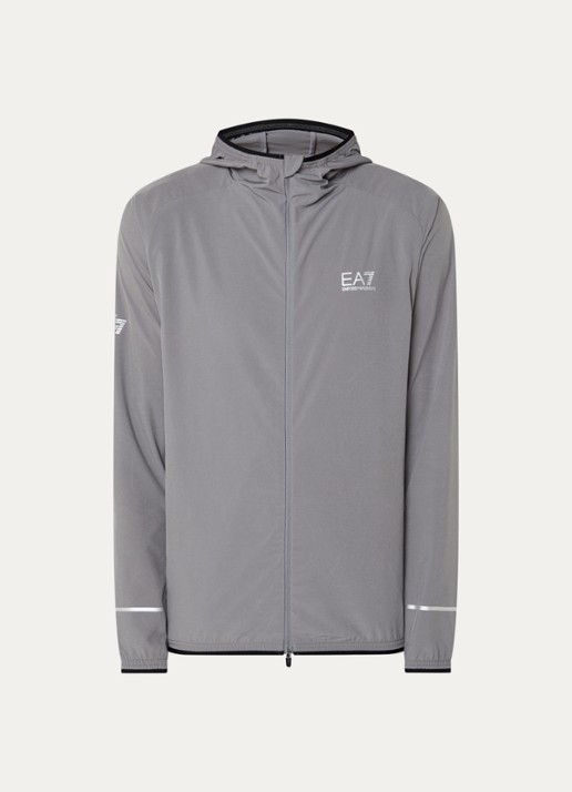 Armani Sweatvest met logo en ritszakken - voorkant grijs