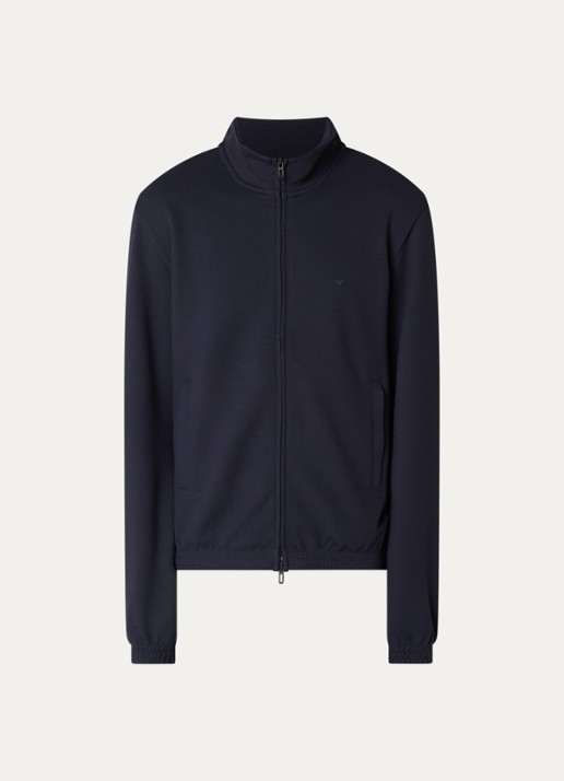 Armani Sweatvest met logo en ritszakken - voorkant 2 donkerblauw