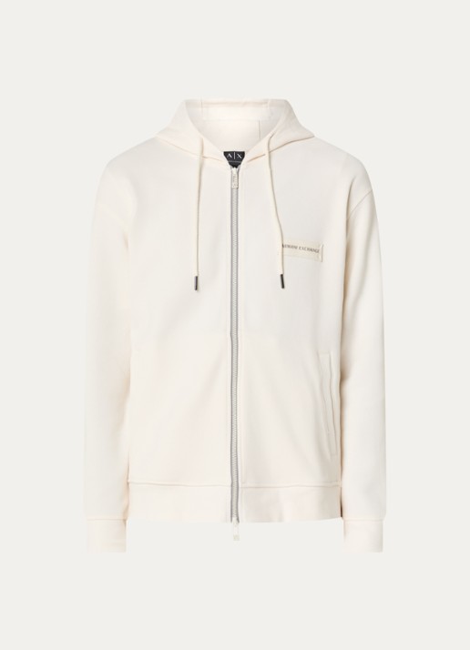 Armani Sweatvest met logo en steekzakken - voorkant gebroken wit