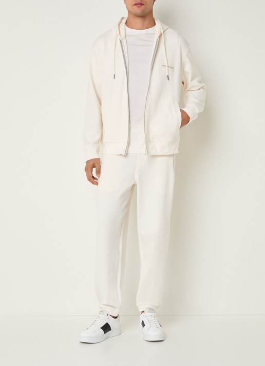 Armani Sweatvest met logo en steekzakken - voorkant 2 gebroken wit