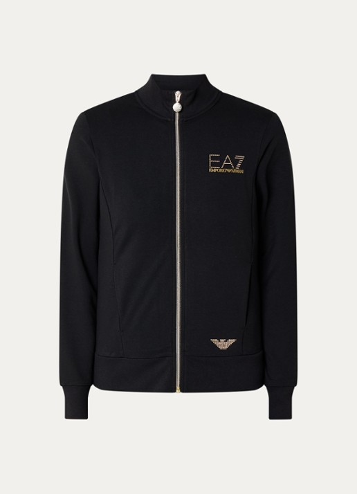 Armani Sweatvest met logo en steekzakken  - voorkant 3 zwart
