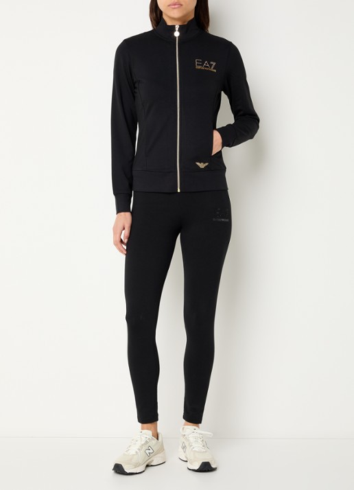 Armani Sweatvest met logo en steekzakken  - voorkant 4 zwart