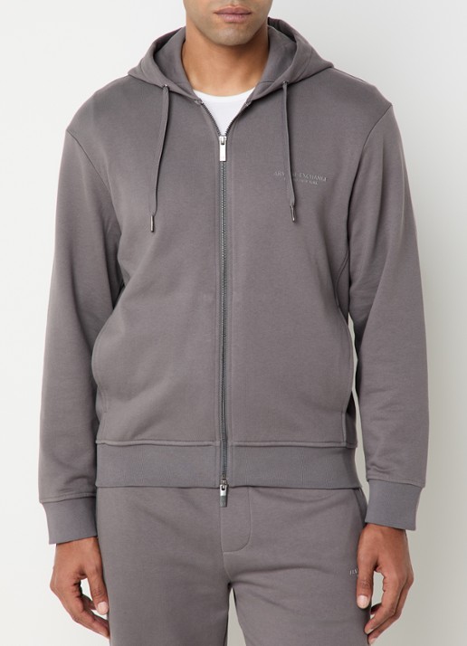 Armani Sweatvest met logo - detail 4 donkergrijs