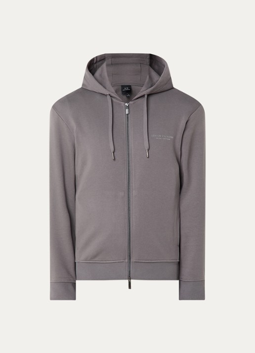 Armani Sweatvest met logo - voorkant 2 donkergrijs
