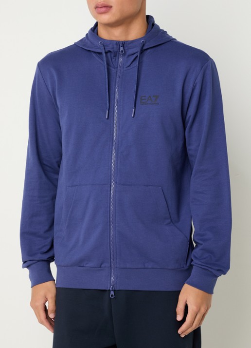 Armani Sweatvest met logo - detail 4 kobaltblauw