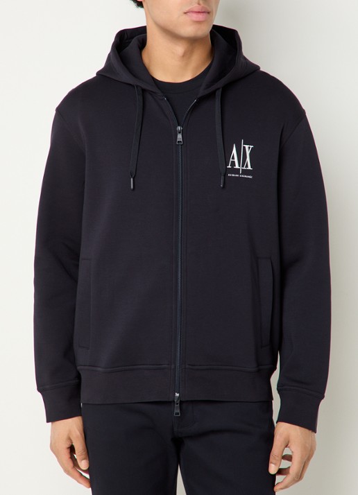 Armani Sweatvest met logoborduring en capuchon