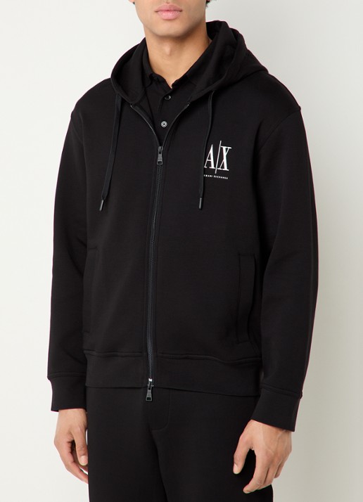 Armani Sweatvest met logoborduring en capuchon