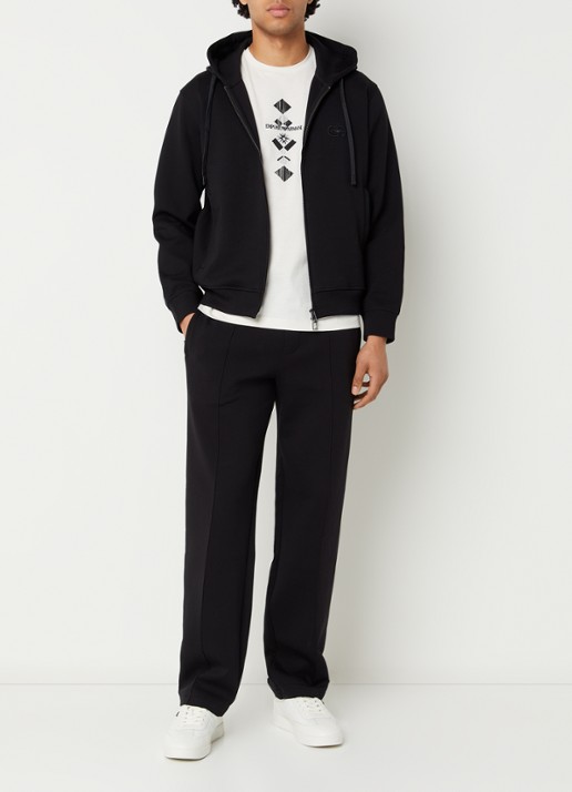 Armani Sweatvest met logoborduring en ritszakken - voorkant 4 zwart
